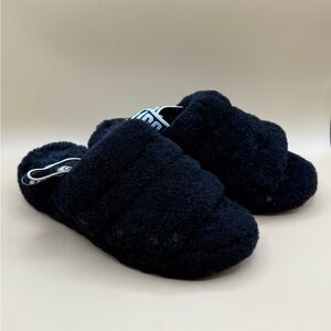 UGG Fluff Yeah Slide Sandals Black Shearling Slippers Women’s Size 7